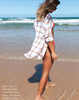Picture of Boyfriend Linen Shirt -  White with Orange/Silver Grey Check | The Hut