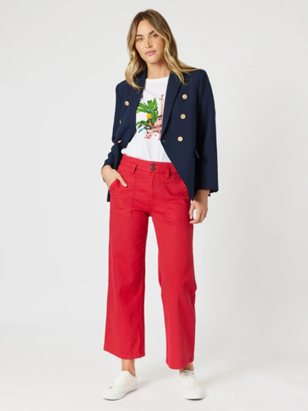 Hudson High Rise Wide Leg Jean - Red | Gordon Smith