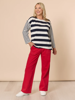 Mixed Stripe Top - Navy/White | Gordon Smith