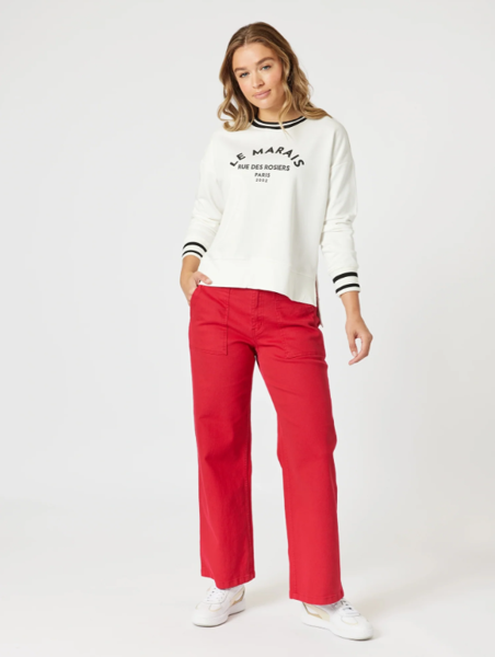 Le Marais Embroidered Sweatshirt - Ivory | Threadz