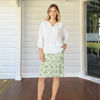 Alexandria Floral Print Skirt-  Basil/White | Gordon Smith