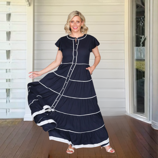 Lucilla Dress - Navy | Liv & Milly