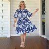 Rebecca Floral Stripes - Navy| Liv & Milly