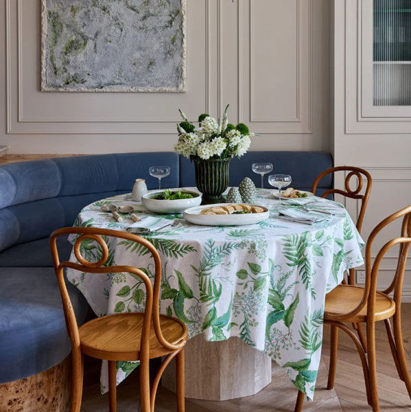 Fern Green/Blue Tablecloth 150cm x 230cm | Madras Link