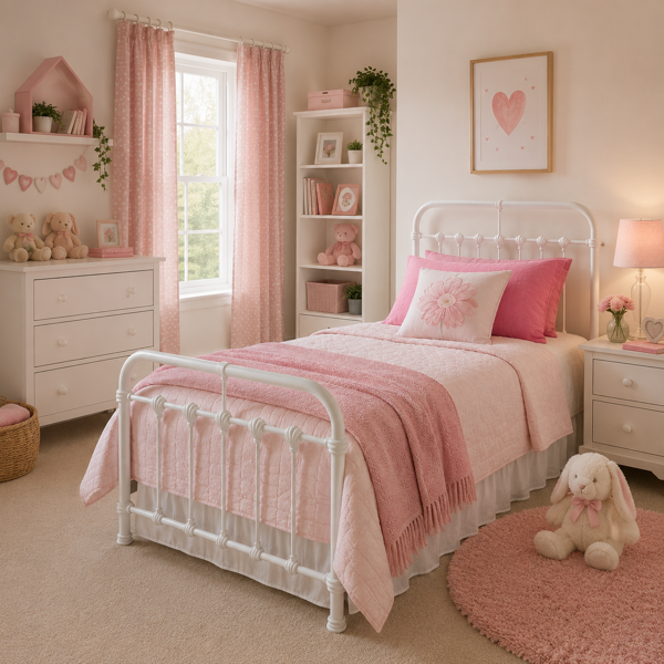 Chanel Bedframe - Single | White Metal Finish