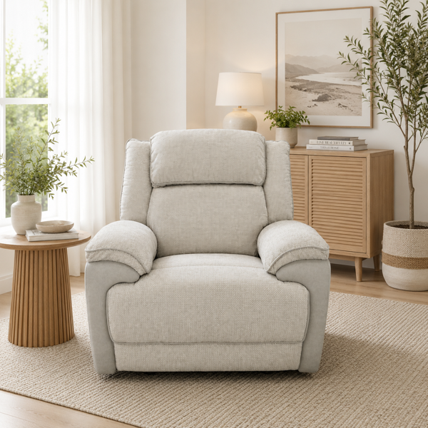 Angus Single Electric Recliner   Oyster Fabric