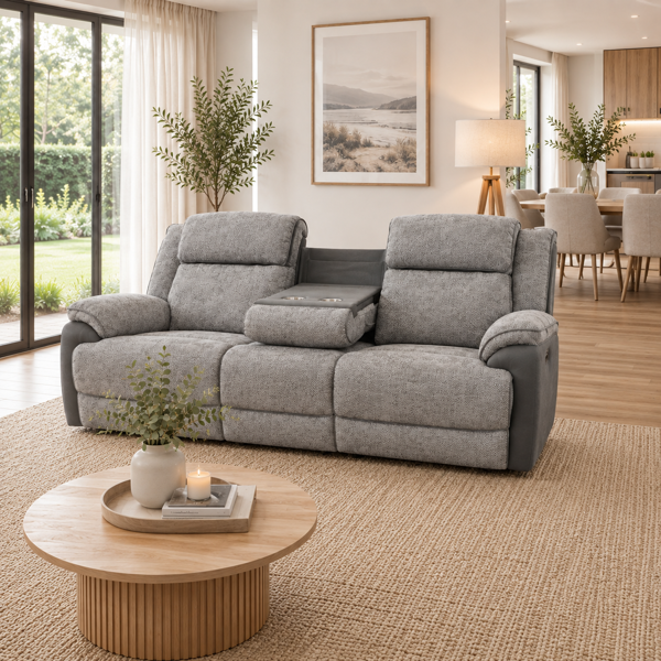 Angus 3 Seater Electric Recliner  Graphite Fabric