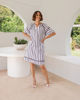 Short Sleeve Lace Trim Dress - NavyWhite  Seesaw