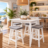 Gangnam Breaky Bar & Stools- White | Ash Veneer & Rubberwood