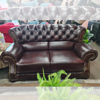 Chealsea 2 Seater Chesterfield | Washout Burgandy Leather