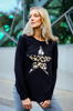 Saskia Leopard Stripe Star L/S Tee - Black | 3rd Story