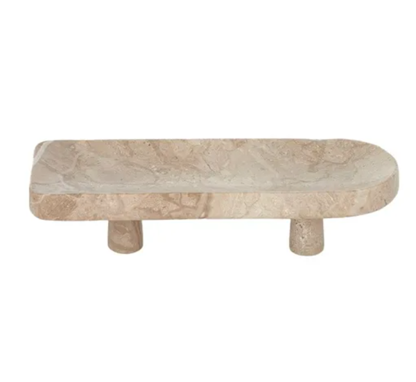 Chiara Marble Foot Platter | Beige