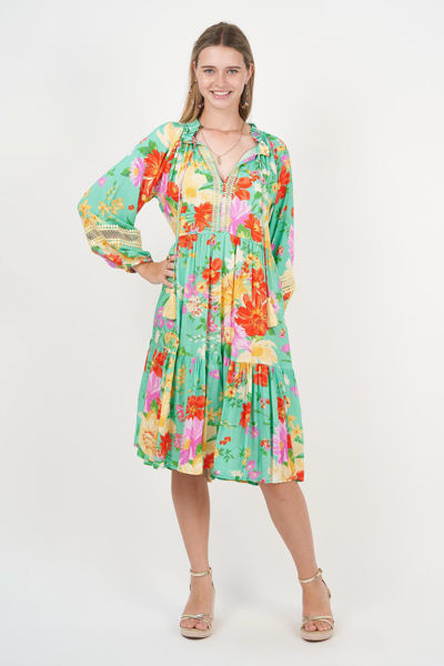 Molly Dress - Guildford Print Green | Naudic