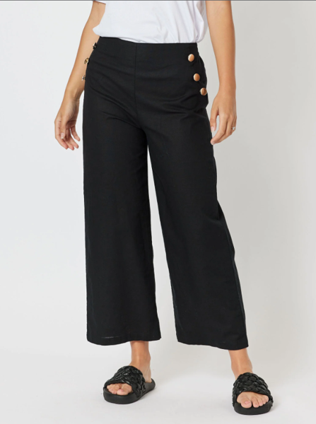 Linen Blend Wide Leg Sailor Pant | Threadz