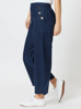 Linen Blend Wide Leg Sailor Pant - Navy | Threadz