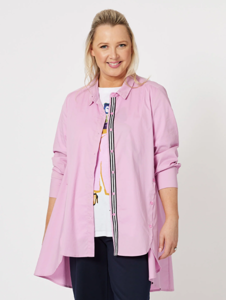 Kara Trim Longline Shirt - Pink | Clarity