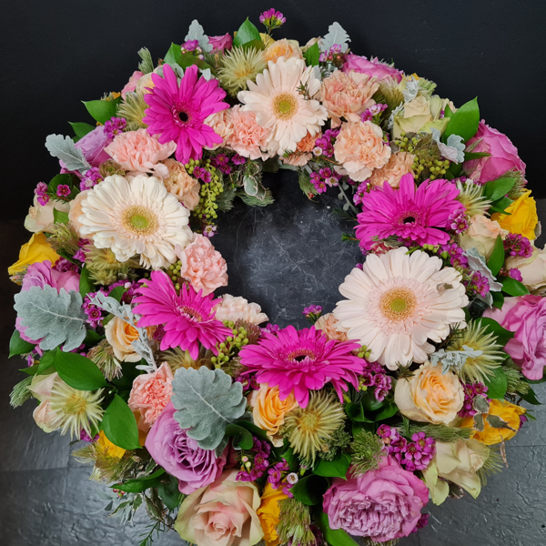 Rainbow of Roses Wreath  | 14" Wreath 