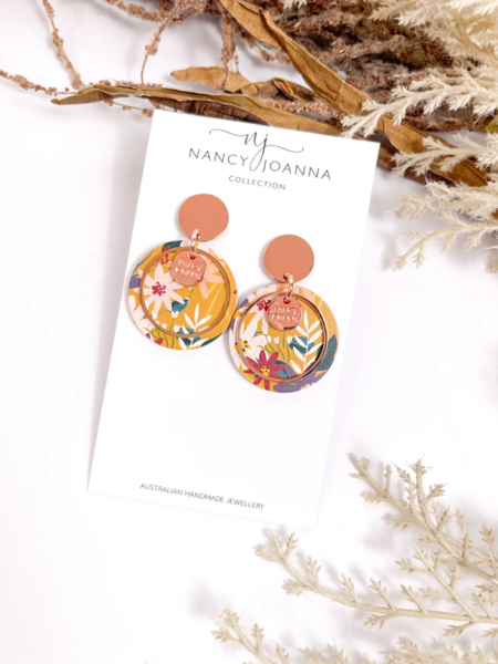 Mustard Floral Garden Round Drops | Nancy Joanna Concrete Collection