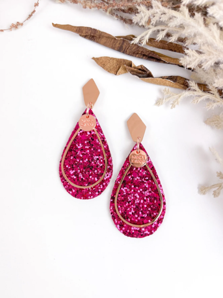 Magenta Glitter Teardrops | Nancy Joanna Concrete Collection