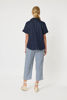 Tiffany Ruffle Linen Shirt - Navy | Gordon Smith