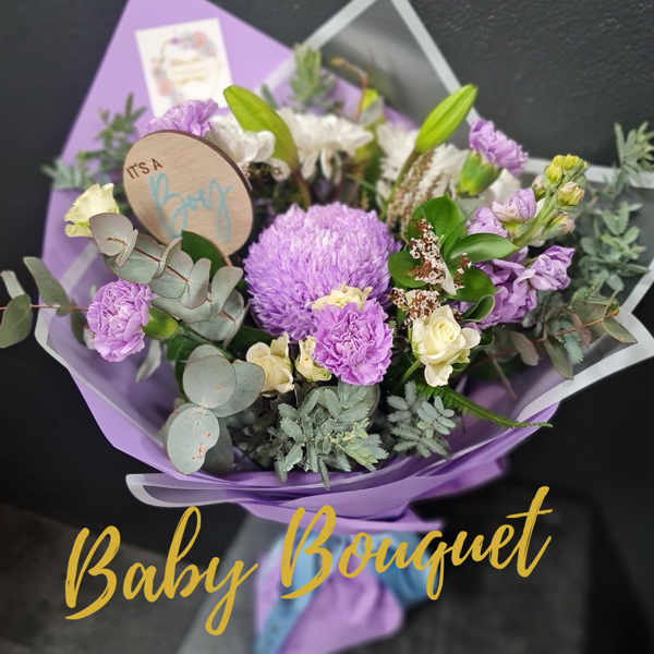 New Baby Seasonal Bouquet | Pink/Blue