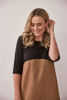 Linen/Jersey Top Dress - Toffee/Black | Seesaw