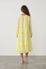 Hand Embroidered Dress with Trims & Tassel Tie - Lemon | Caju