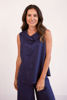 Button Back Cowl Neck Top - Navy | Seesaw