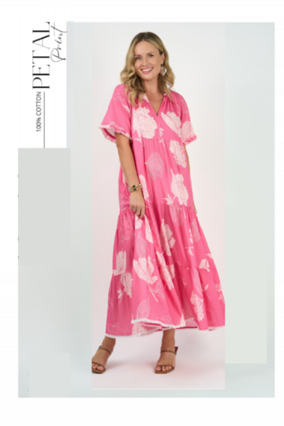 Amisha Short Sleeved Maxi - Petal | Naudic