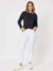 Crew Neck Cotton Rib Long Sleeve Top - Navy | Gordon Smith