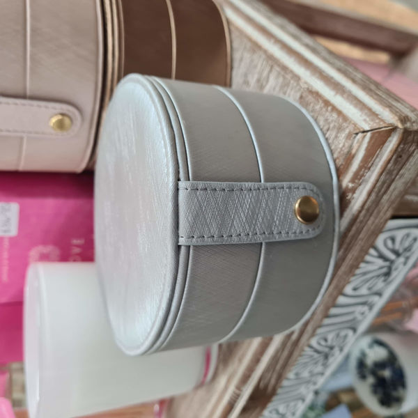 Round Travel Jewellery Case- Silver| Bramble Bay Collection