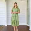 Basil Spot Dress- Basil/white | Gordon Smith