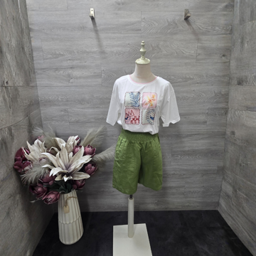 Shirred Waist Linen Short - Pistachio | Seesaw