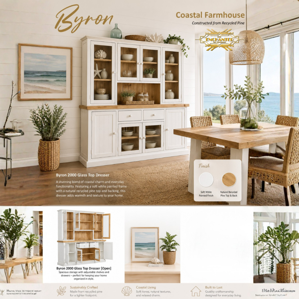 Byron 2000 Glass Top Dresser | Recycled Pine