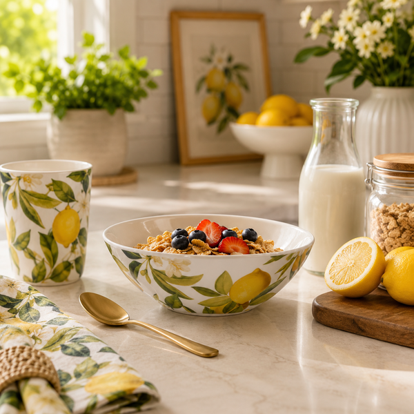 Citrus Grove - Lemon Melamine Small Bowl  Madras Link