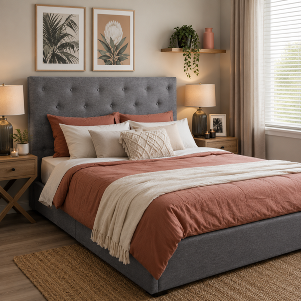 Avalon Fabric Bedhead & Base Set  Obsession - Storm
