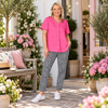 Audrey Ruffle Detail Linen Top – Raspberry  Gordon Smith
