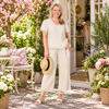 Lilly Scallop Hem Linen Top – Natural  Gordon Smith