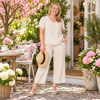 Lilly Scallop Hem Linen Pant - Natural  Gordon Smith