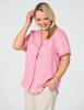 Audrey Ruffle Detail Linen Top – Musk | Gordon Smith
